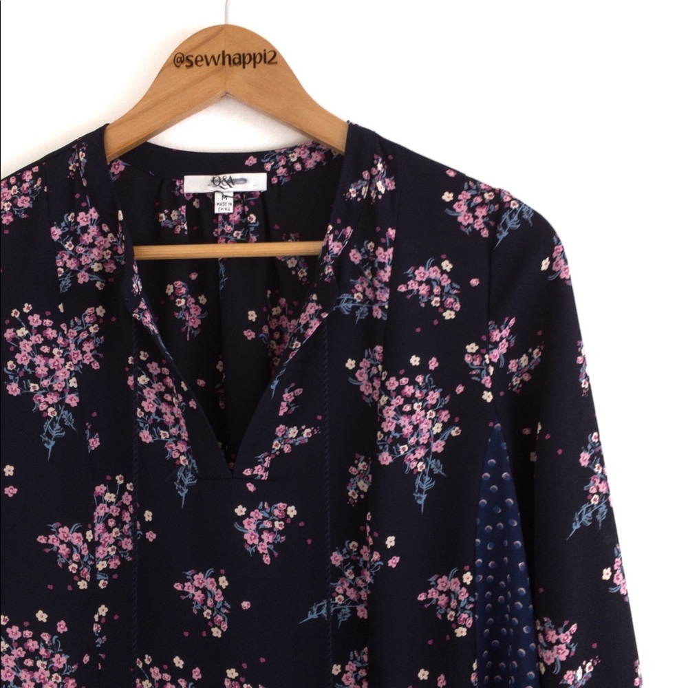 Q&A • Multi Print Bell Sleeve Top (NWOT)